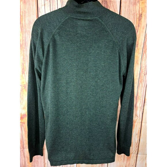 01.Algo Mens Green Wool Blend Sweater Large Performance Quarter-Zip Pullover - Picture 3 of 10